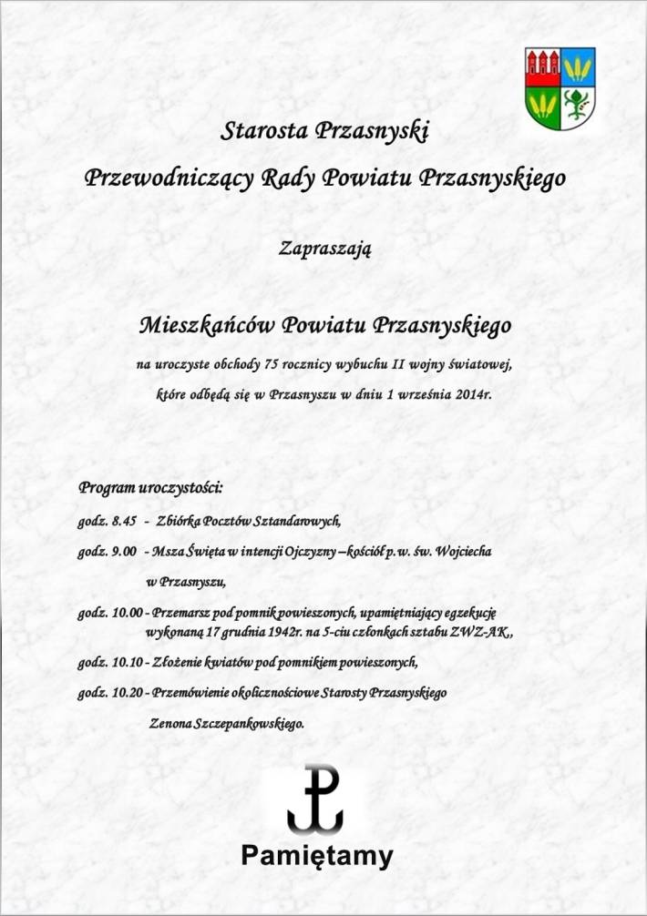 Zaproszenie na uroczystości