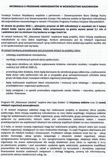 Mikrogranty w województwie mazowieckim