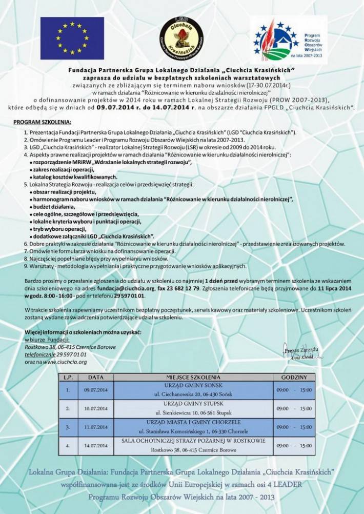 Nabór wniosków do LGD Ciuchcia Krasińskich
