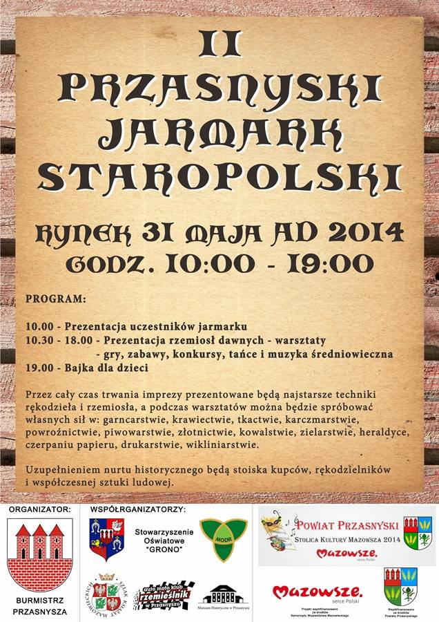 Zaproszenie na II Przasnyski Jarmark Staropolski