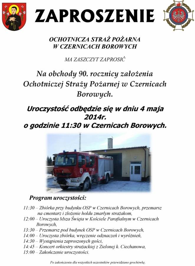 Obchody 90. rocznicy założenia Ochotniczej Straży Pożarnej w Czernicach Borowych   