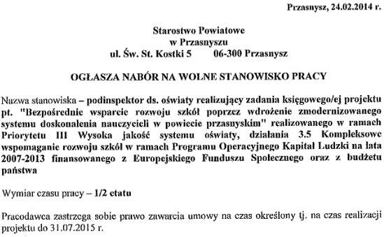 Praca w starostwie