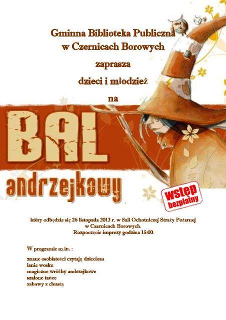 Czernice Borowe: Zaproszenie na Bal Andrzejkowy dla Dzieci