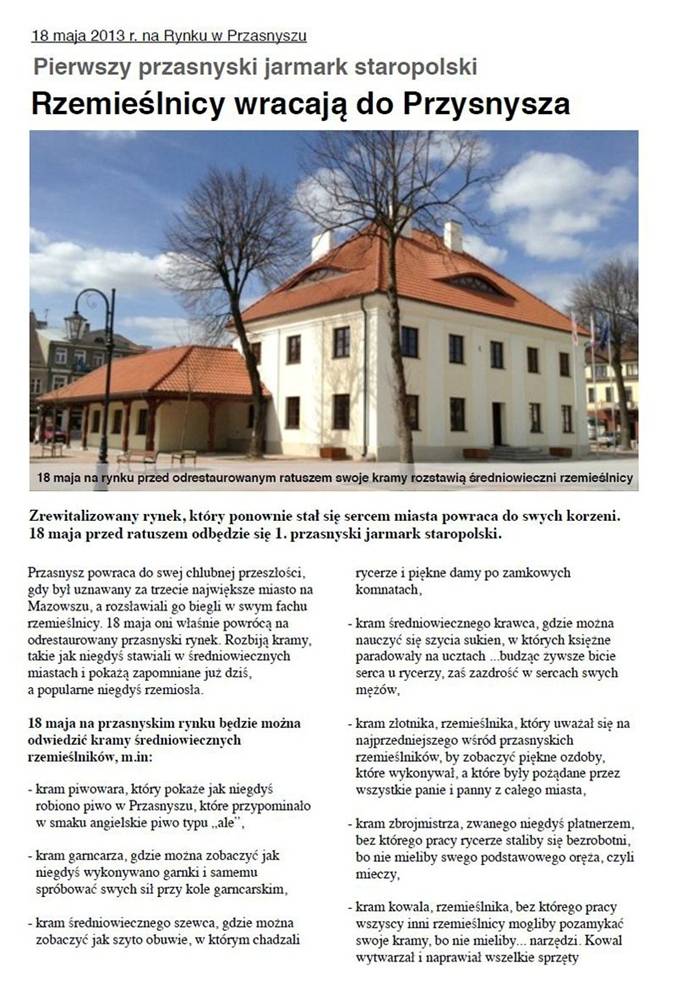 Pierwszy przasnyski jarmark staropolski
