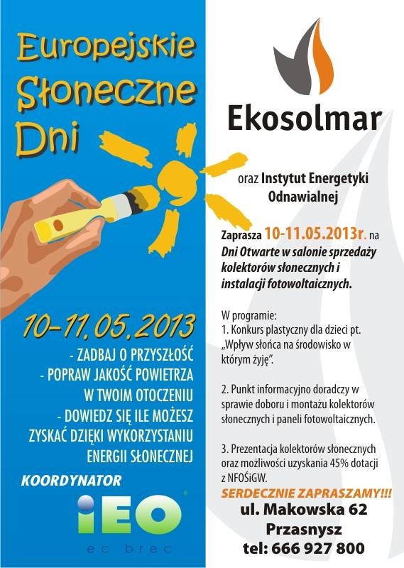 Kampania Europejskie Słoneczne Dni 10-11 maja w Przasnyszu 