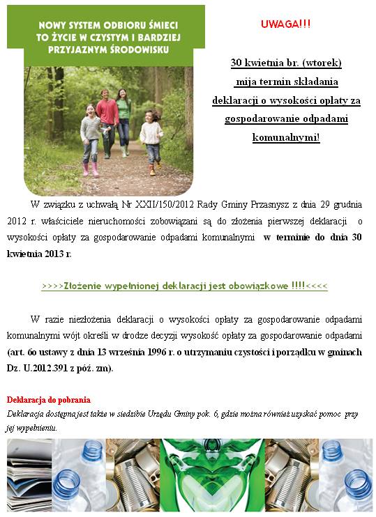 Mija termin składania deklaracji o odpadach