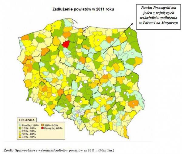 Powiat przasnyski liderem wśród polskich powiatów o najniższym zadłużeniu