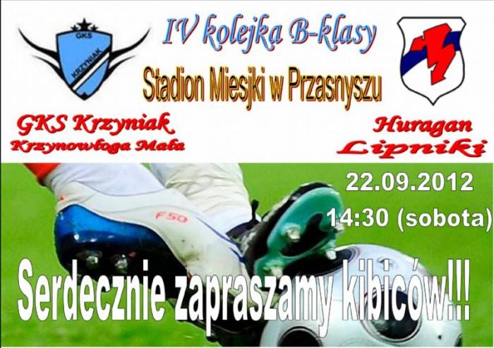 Zaproszenie na mecz Krzyniak - Huragan