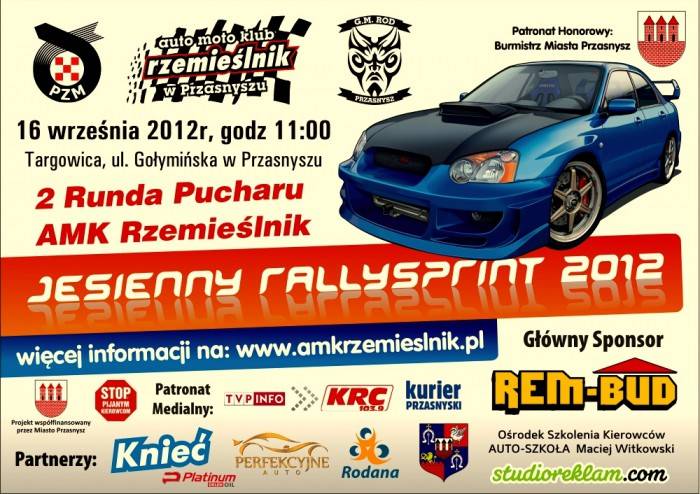 Przasnysz zaprasza na Jesienny Rally Sprint 2012