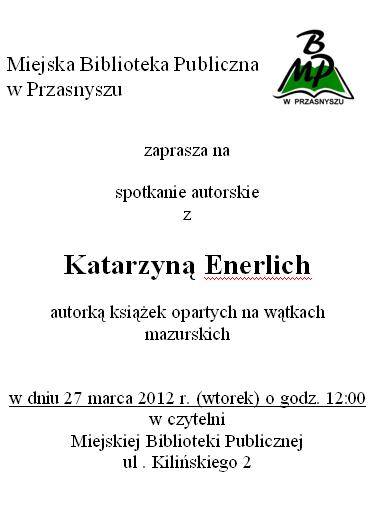 Spotkanie autorskie z Katarzyną Enerlich