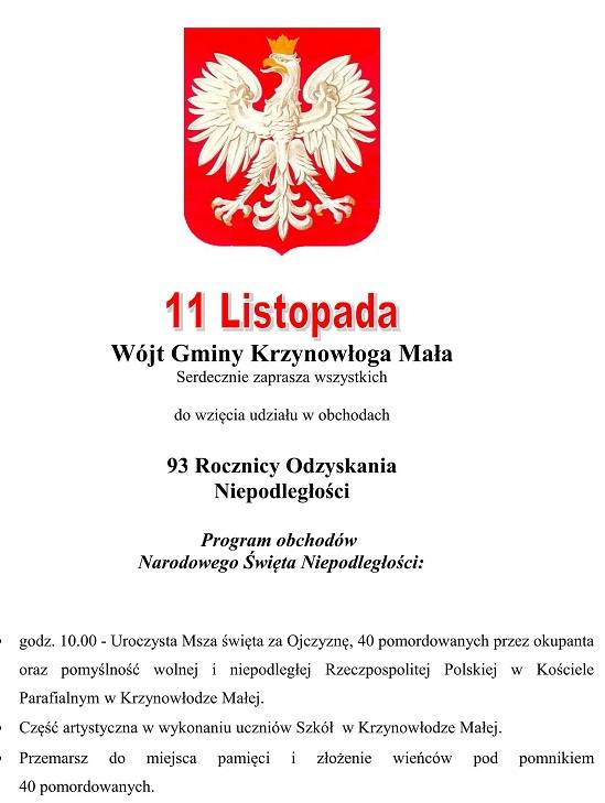 11 listopada w Krzynowłodze Małej