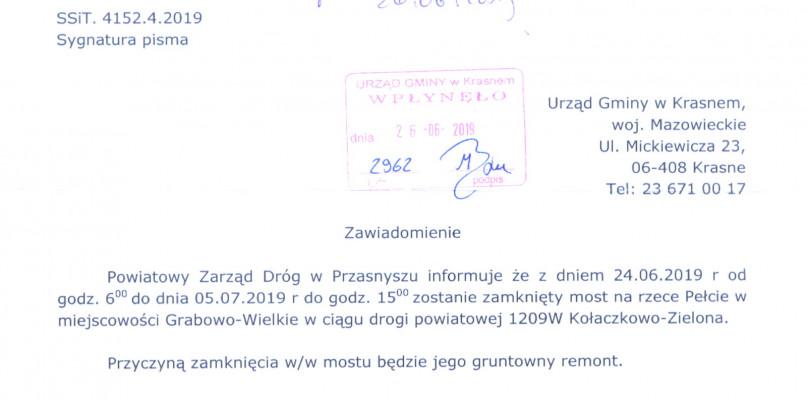Krasne: Zamknięty most na rzece Pełcie