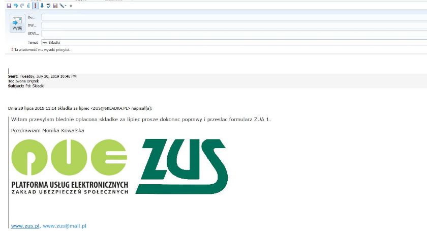 Dostałeś email z ZUS? Nie otwieraj go!