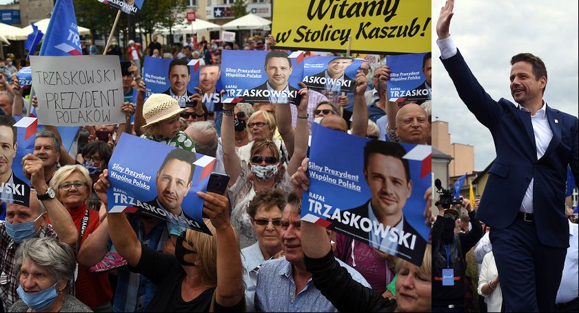 Rafał Trzaskowski odwiedził stolicę Kaszub - witały go tłumy. Wizytę zakłócali sympatycy PiS