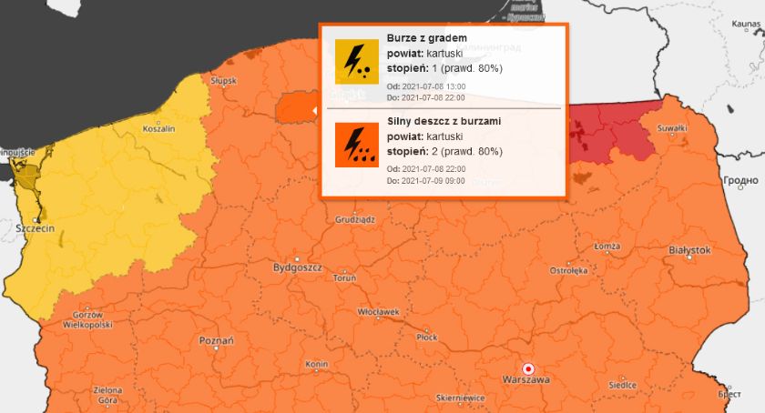 Potężne burze mogą przejść nocą nad Kaszubami - są ostrzeżenia!