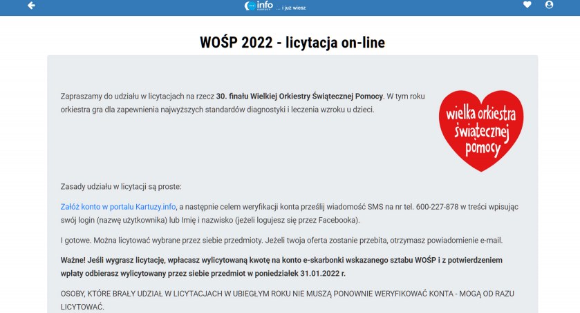 Kolejny raz gramy z WOŚP - zapraszamy na aukcje.kartuzy.info!