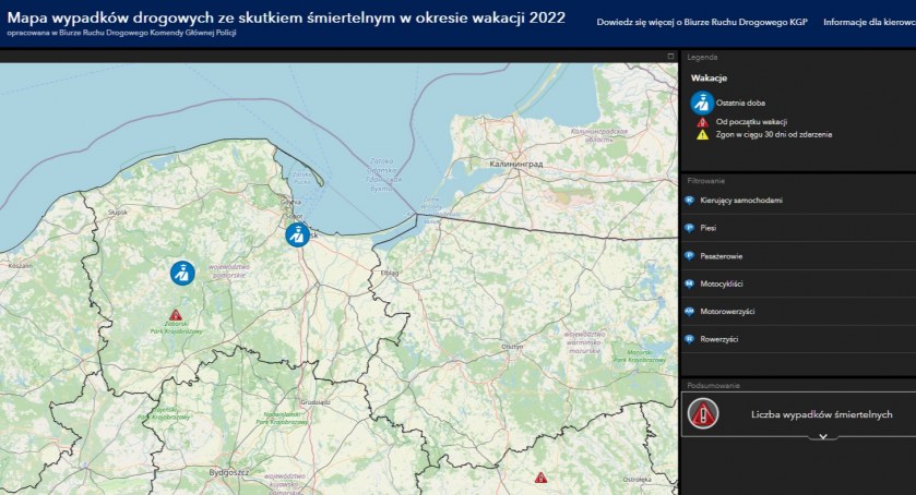 To tu giną ludzie - ruszyła wakacyjna mapa wypadków śmiertelnych 