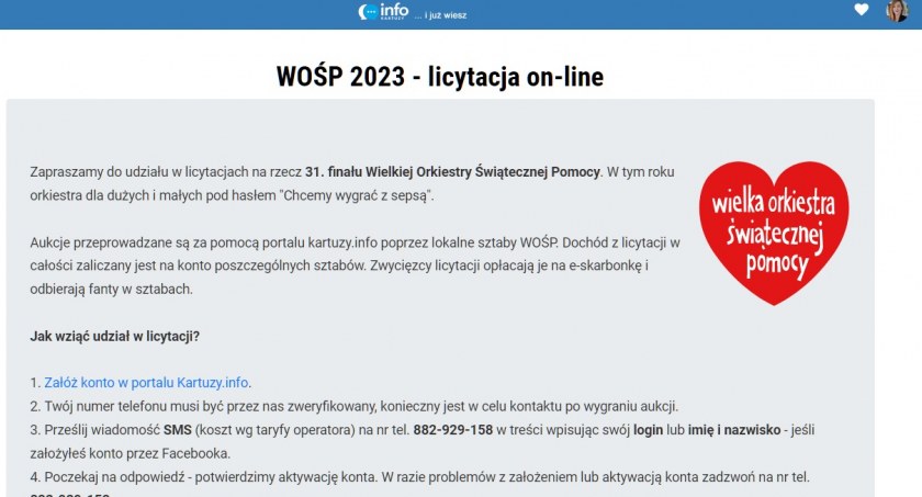 Kolejny raz gramy z WOŚP - zapraszamy na aukcje.kartuzy.info!