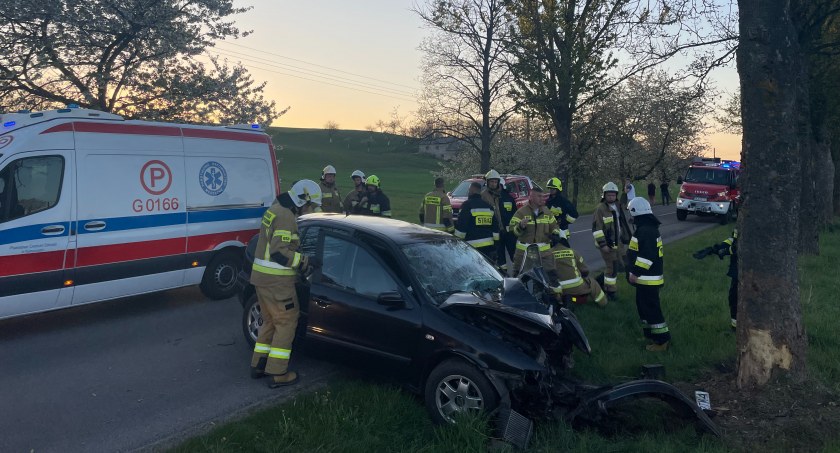 Golica. Osobówka uderzyła w drzewo - jedna osoba poszkodowana