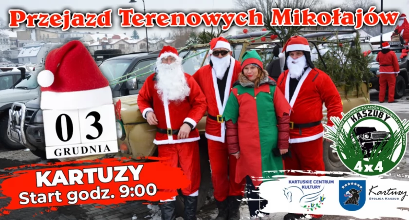Kartuzy. Mikołajkowa parada pojazdów terenowych
