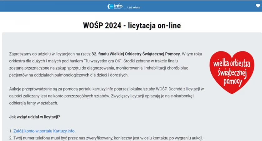 Kolejny raz gramy z WOŚP - zapraszamy na aukcje.kartuzy.info!