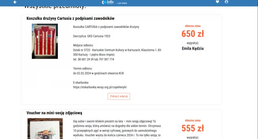 Licytacje na Kartuzy.info - ugraliście 7.654 zł