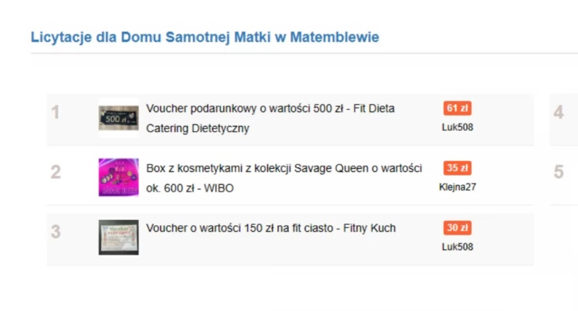 Zapraszamy na licytacje na rzecz Domu Samotnej Matki w Matemblewie