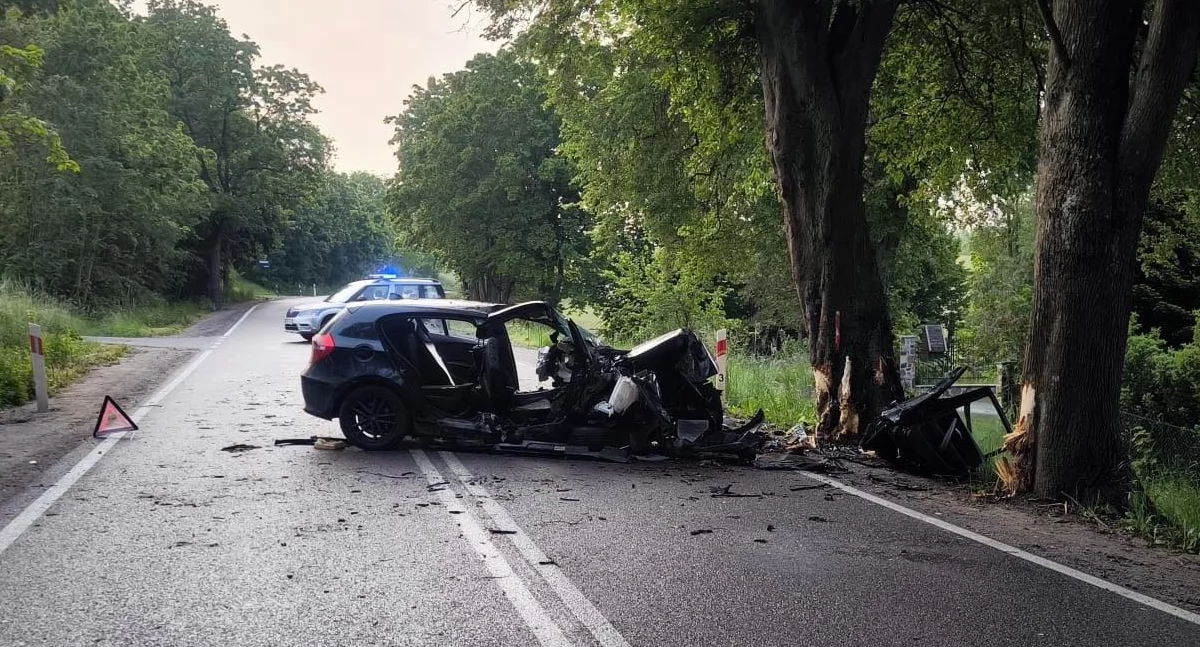 BMW uderzyło w drzewo. 17-latka nieprzytomna, dwoje 18-latków w szpitalu