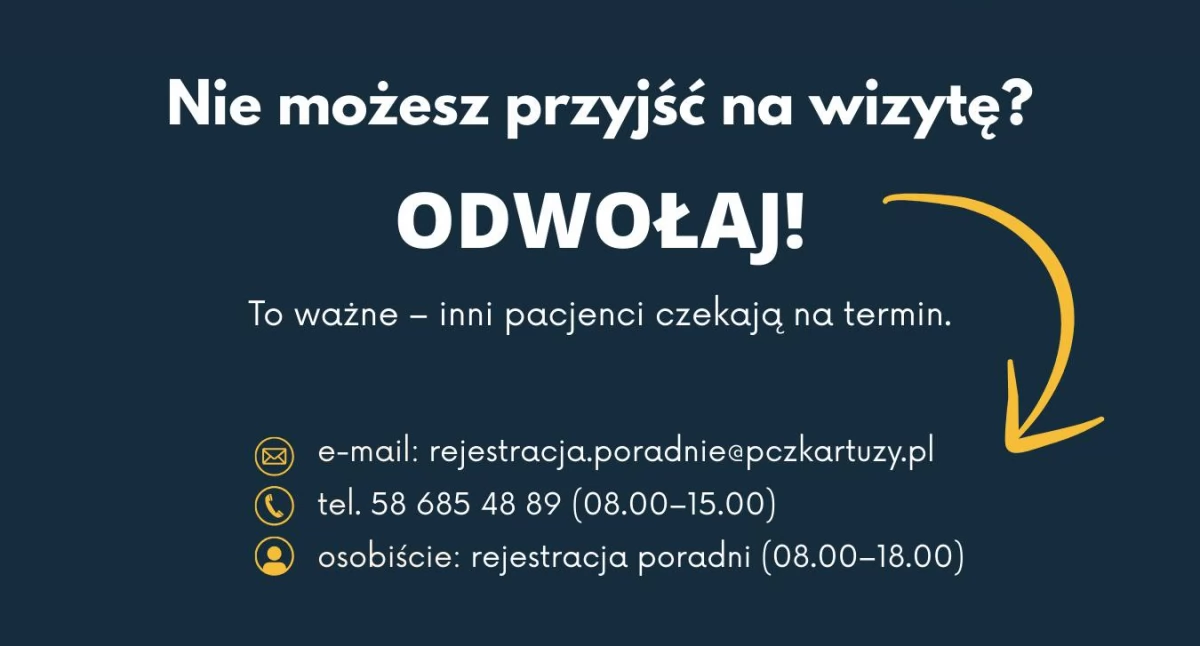 Odwołana wizyta to wolny termin dla innego pacjenta – apel szpitala w Kartuzach