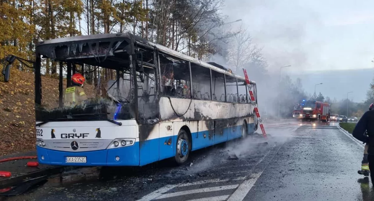 Borkowo. Podczas jazdy zapalił się autobus - pasażerowie ewakuowani