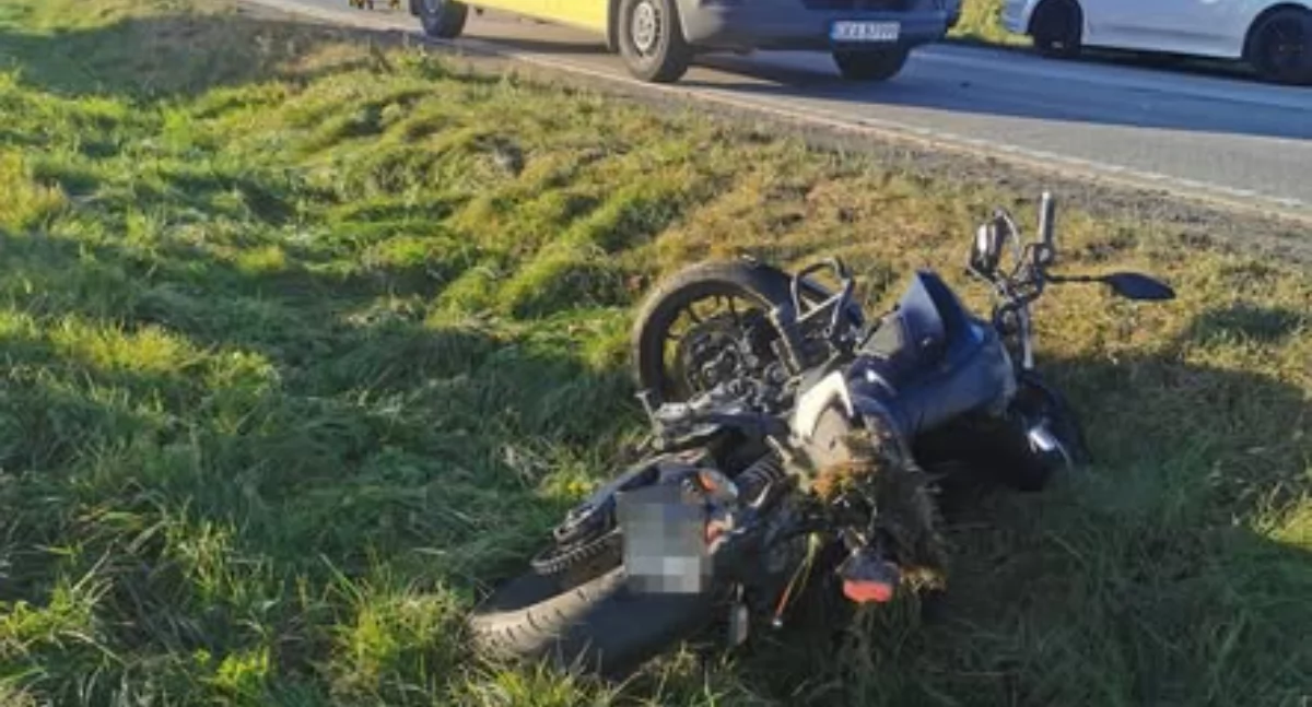 Lniska. Zderzenie toyoty z motocyklem - ranny 34-letni motocyklista