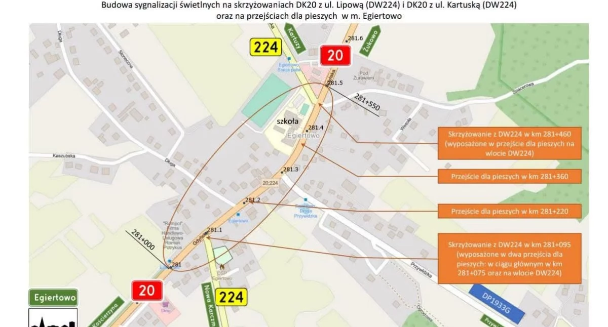 Cztery nowe sygnalizacje świetlne powstaną w Egiertowie. GDDKiA ogłosiła przetarg