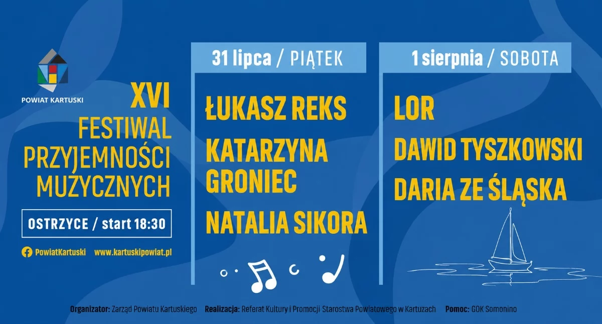 Dwa dni muzycznych emocji nad jeziorem. XVI Festiwal Przyjemności Muzycznych w Ostrzycach już w ten weekend