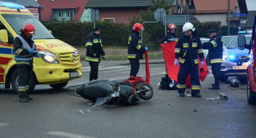 Kiełpino. Zderzenie BMW ze skuterem - w akcji śmigłowiec LPR