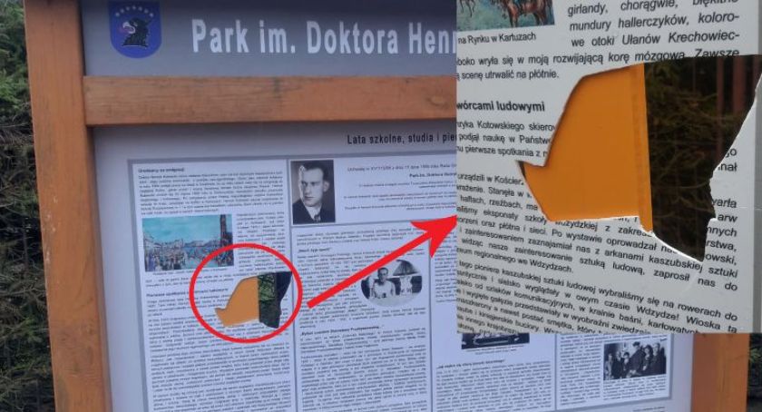 Zatrzymano 29-latka, który uszkodził tablicę w parku dra Kotowskiego
