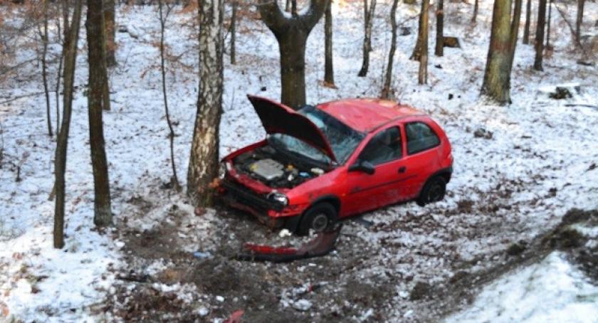 Borcz. Opel przeleciał przez barierki - jedna osoba ranna