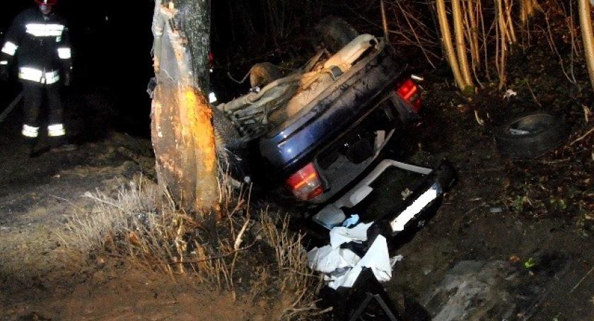 Kartuzy - Kosy. Opel uderzył w drzewo i dachował 