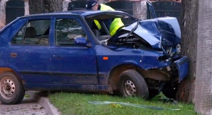 Kartuzy. Skoda uderzyła w drzewo - dwie osoby ranne