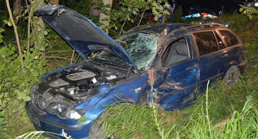 Łapalice-Kartuzy. BMW wypadło z drogi