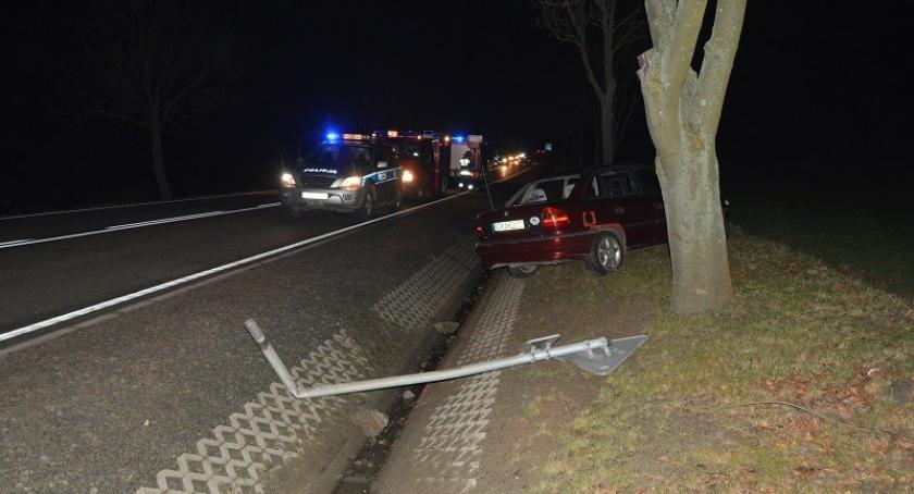 Lniska. Opel wypadł z drogi 