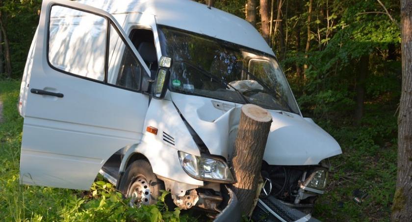 Miechucino. Bus rozbił się na drzewie
