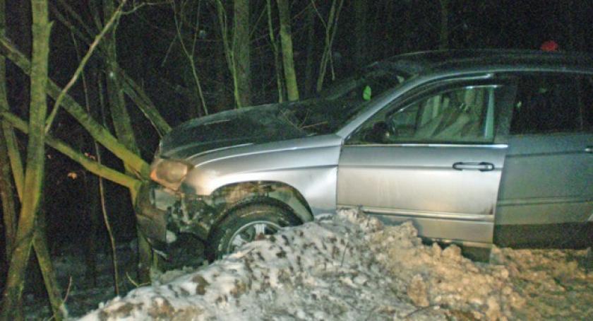 Somonino. Chrysler uderzył w drzewo (zdjęcia)