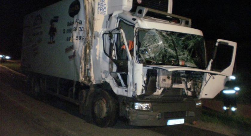 Sierakowice. Ciężarowe renault uderzyło w drzewo