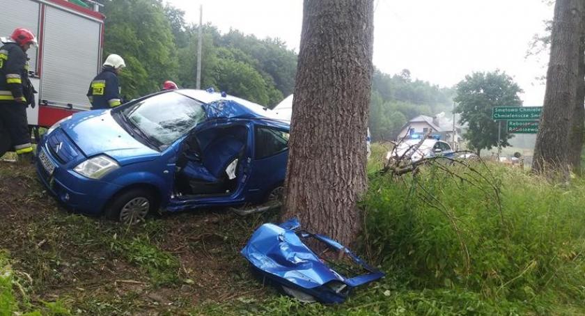 Smętowo Chmieleńskie. Citroen uderzył w drzewo