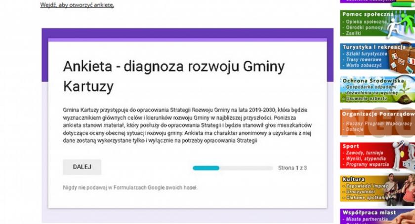 Wypełnij ankietę i pomóż ocenić, na jakim etapie rozwoju jest gmina Kartuzy