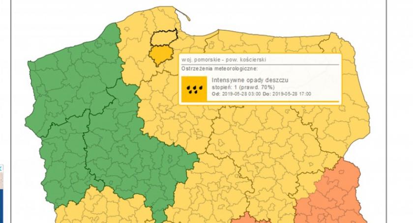 Wydano ostrzeżenia przed intensywnymi opadami deszczu