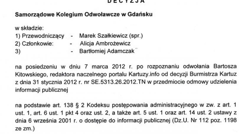 SKO: Burmistrz Kartuz naruszył przepisy postępowania
