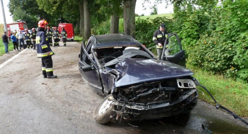 Przodkowo. Passat uderzył w drzewo - trzy osoby ranne