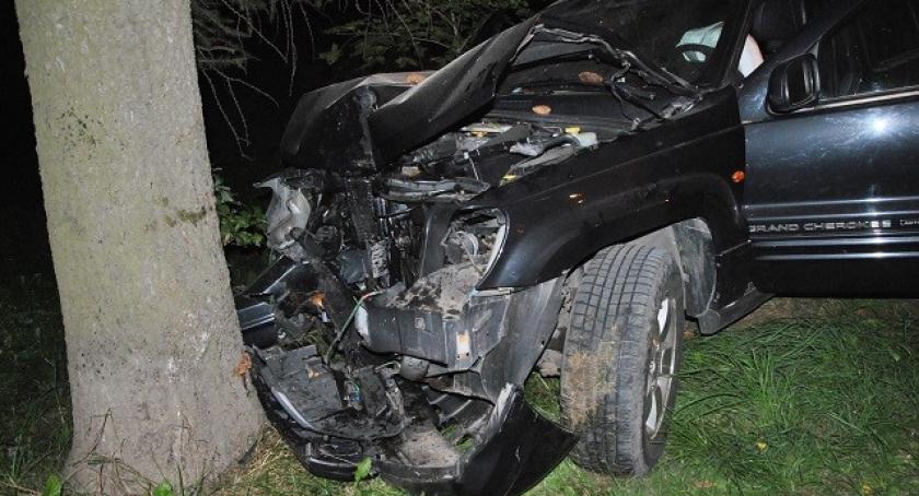 Kolonia. Jeep zatrzymał się na drzewie 