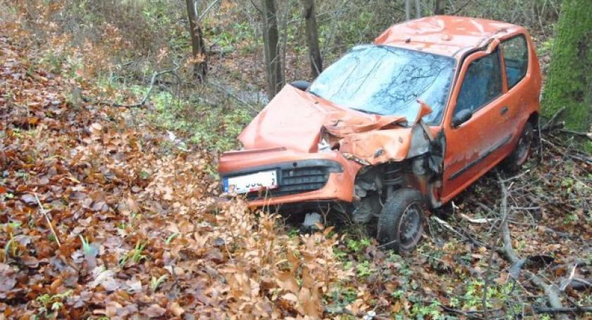 Kartuzy. Wpadł do rowu i uderzył w drzewo